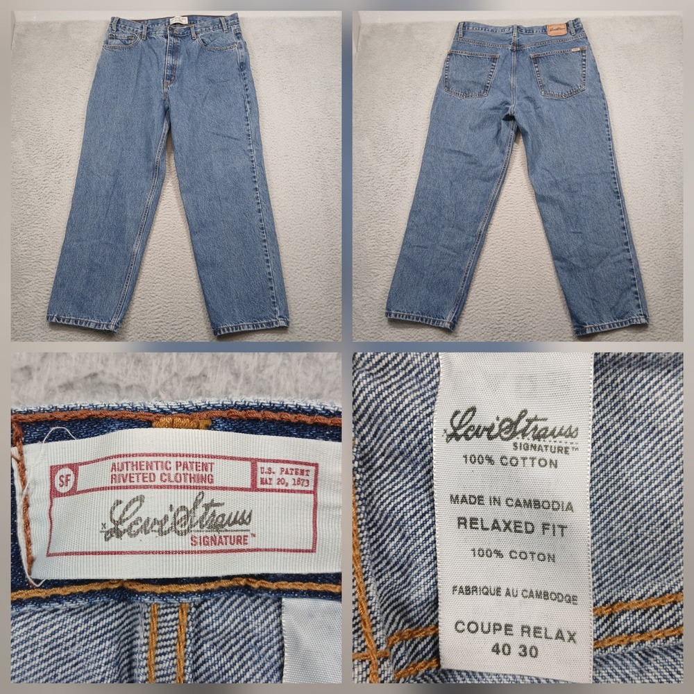 Levi Strauss Signature‎ Relaxed Fit Jeans Men's 40x30 Blue Denim